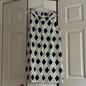 Talbots navy/white linen/cotton dress. Size 14P. Good condition.